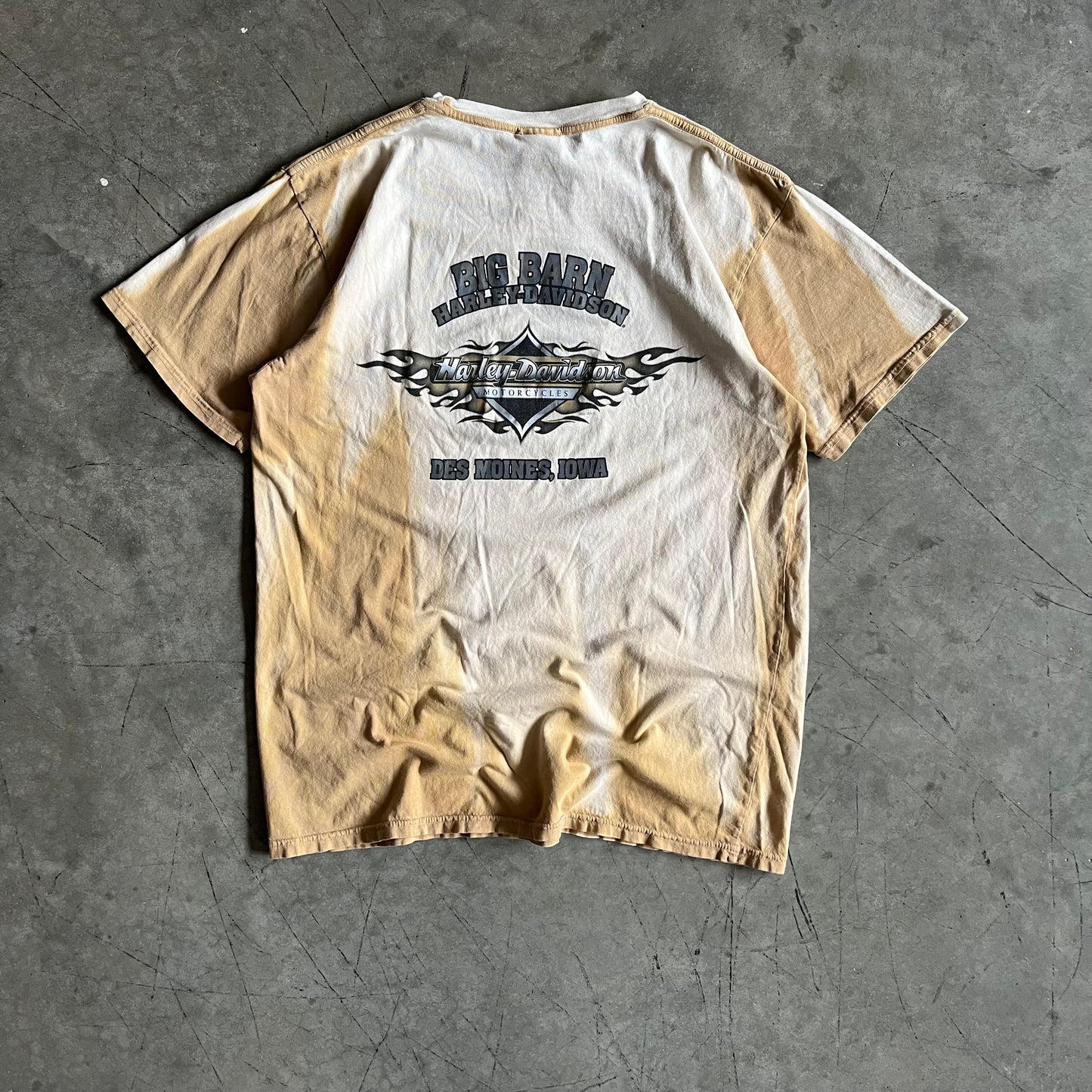 Vintage Big Barn Harley Davidson Tan Tie-Dye Tee