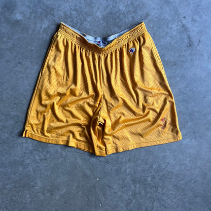 Vintage Champion Mesh Yellow Basketball Shorts w/ Pockets