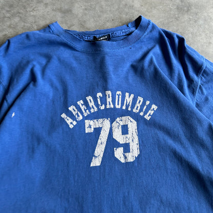 Y2K Distressed Abercrombie & Fitch Spell Out Blue LS Tee