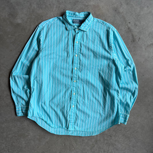 Polo Ralph Lauren Teal & White Stripe Button Up Shirt