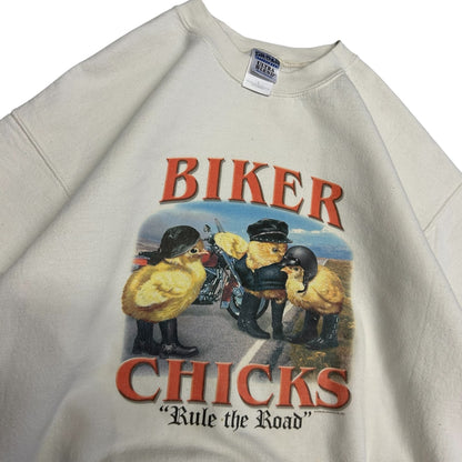 Y2K Biker Chicks Rule The Road White Sweatshirt