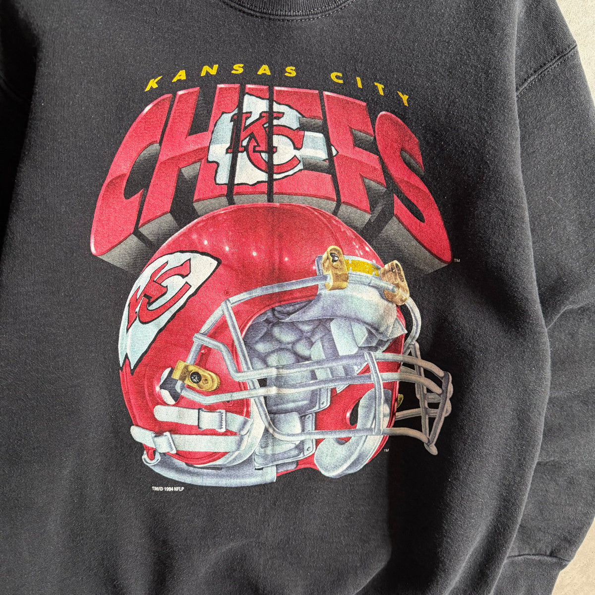 Vintage Kansas City Chiefs Salem Big Helmet Black Sweatshirt