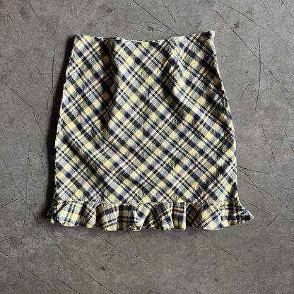 Women’s Vintage Yellow Plaid Mini Skirt