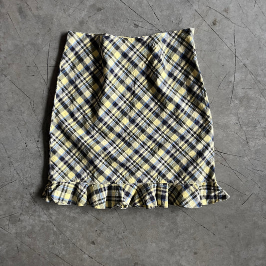 Women’s Vintage Yellow Plaid Mini Skirt