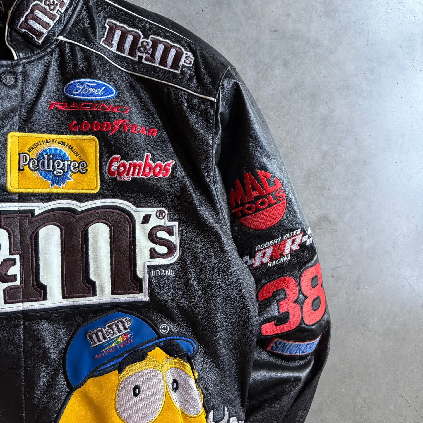 JH Design Leather M&Ms NASCAR Racing Jacket