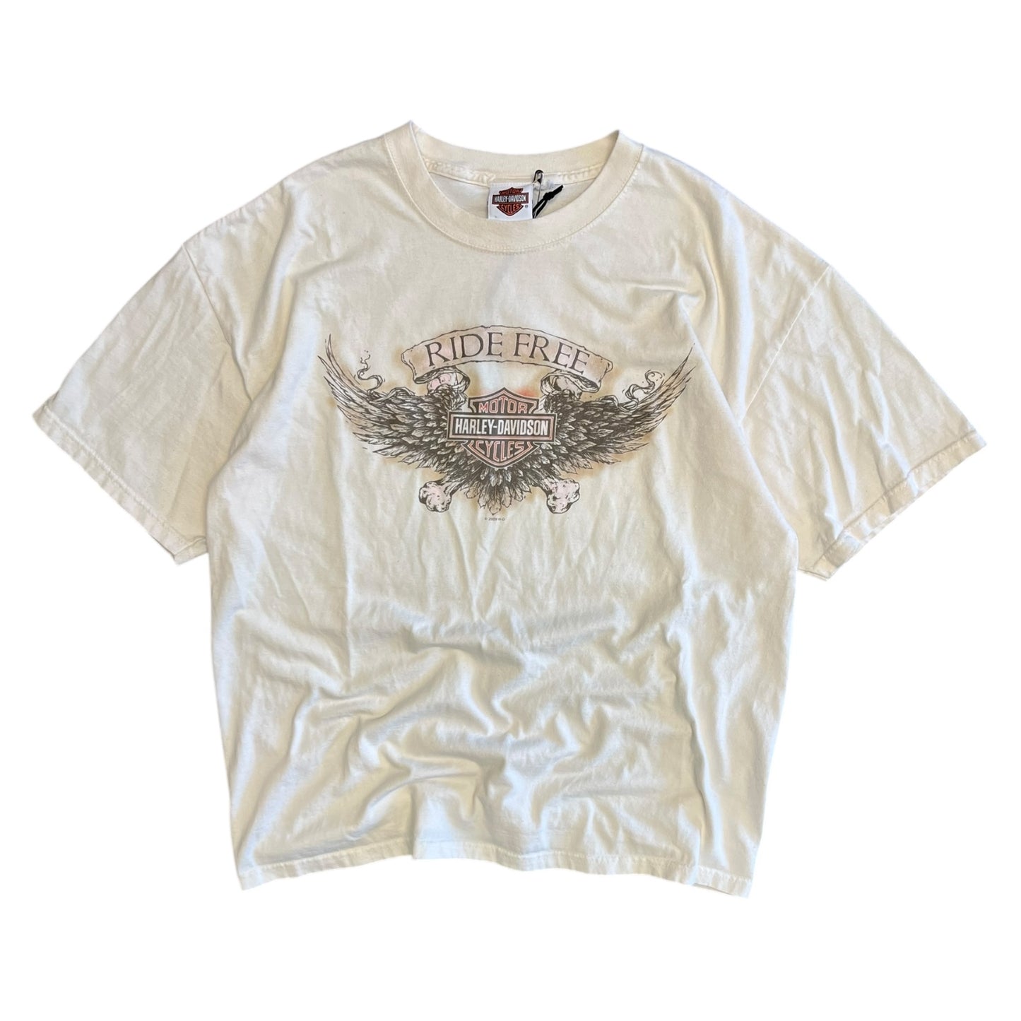 Y2K Harley Davidson “Ride Free” Bones & Wings Tee