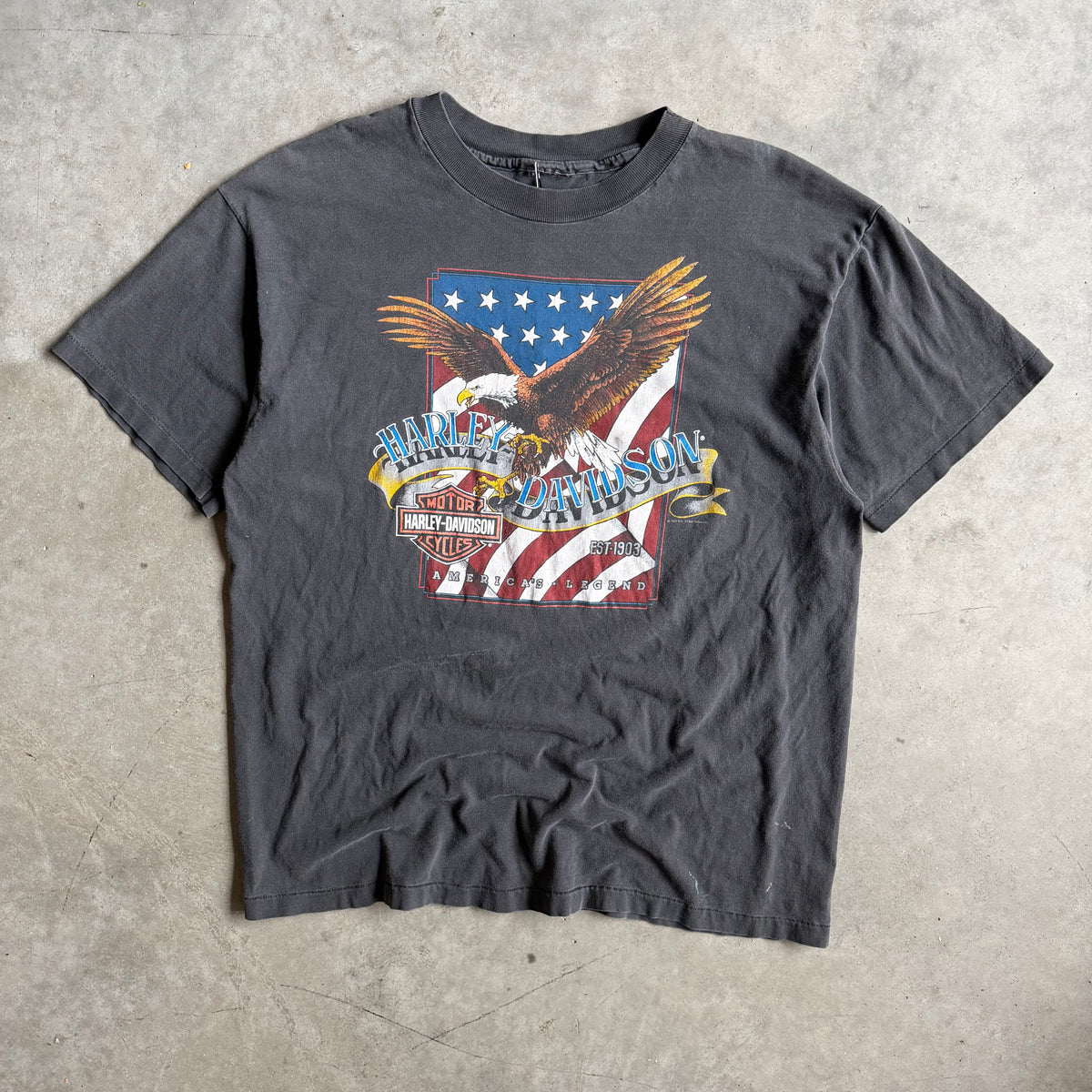 Vintage Harley Davidson America’s Legend Eagle Flag T Shirt