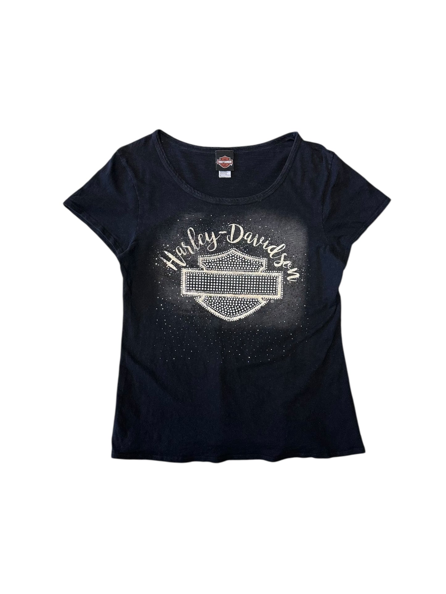 Women’s Y2K Harley Davidson Bling Logo T Shirt