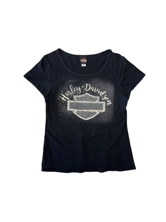 Women’s Y2K Harley Davidson Bling Logo T Shirt