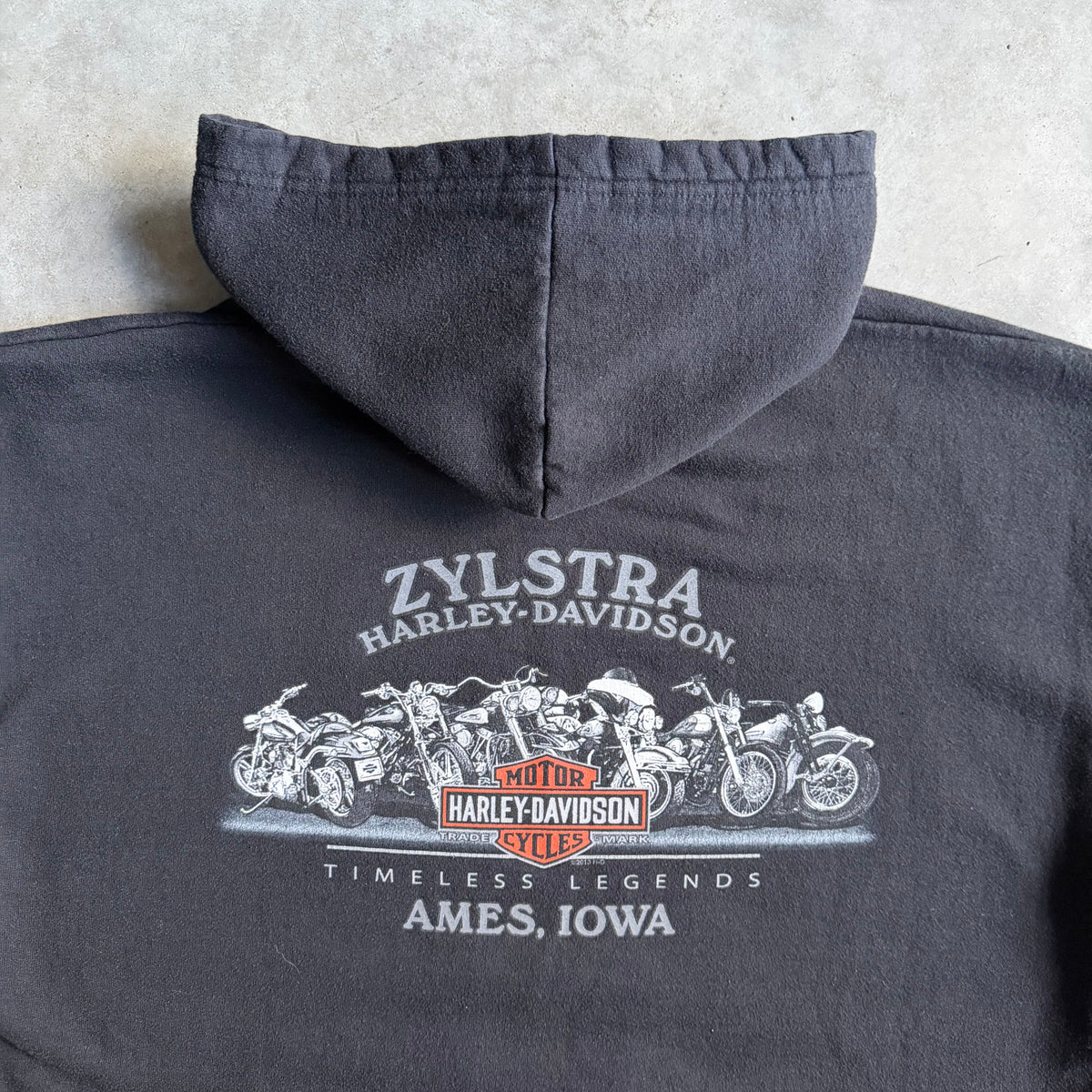 Y2K Harley Davidson Faded Skeleton Driver Hoodie