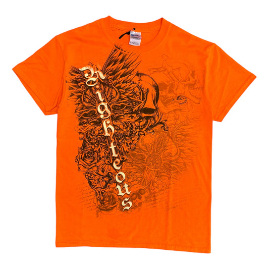 Y2K Righteous Orange Skull Tee