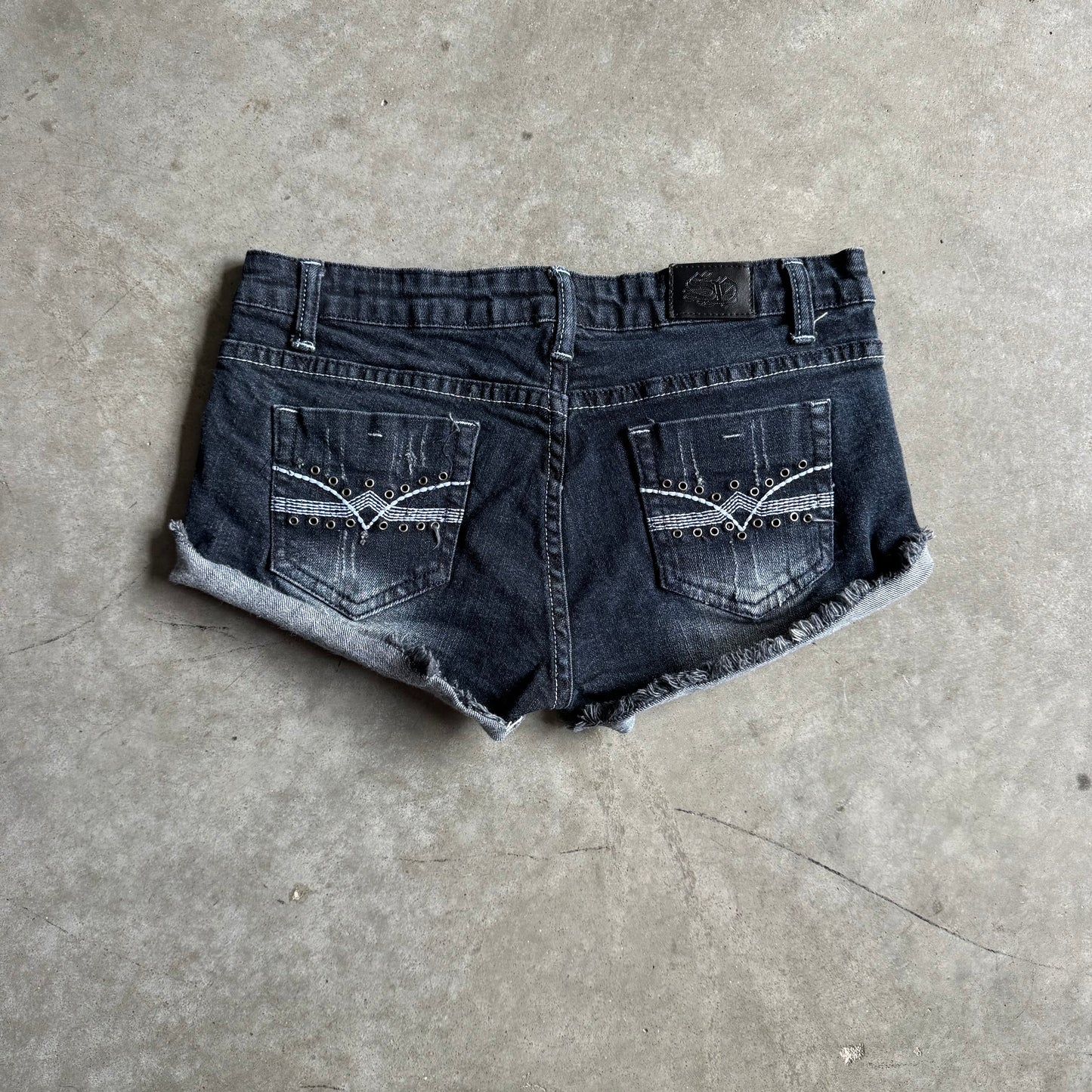 Women’s Y2K Silver Distressed Micro Shorts
