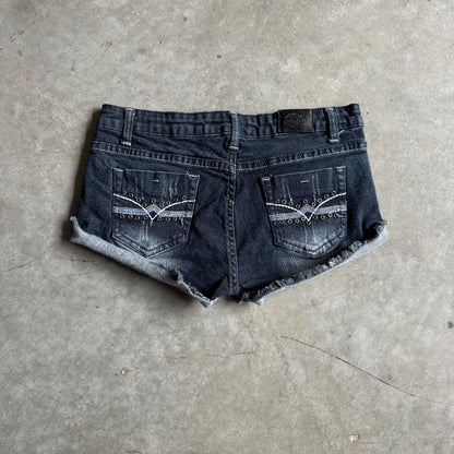 Women’s Y2K Silver Distressed Micro Shorts