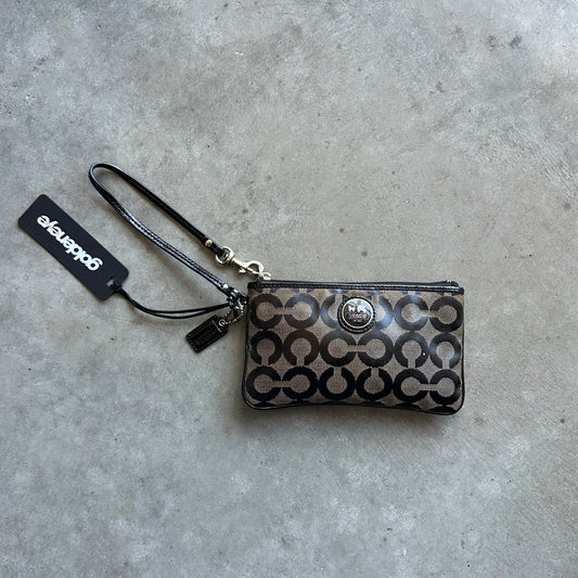 Coach Signature C Black/Tan Pouch Wallet