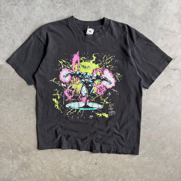 Vintage Marvel Comic Images Silver Surfer Fantastic Four Black Faded Tee