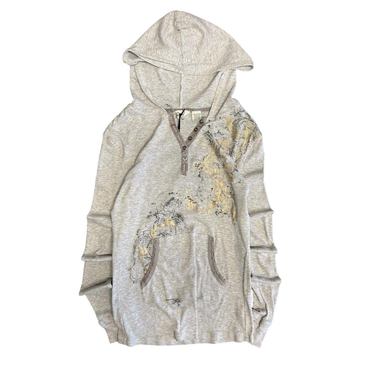Y2K Miss Me Gold Floral Print Thermal Henley