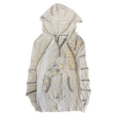 Y2K Miss Me Gold Floral Print Thermal Henley