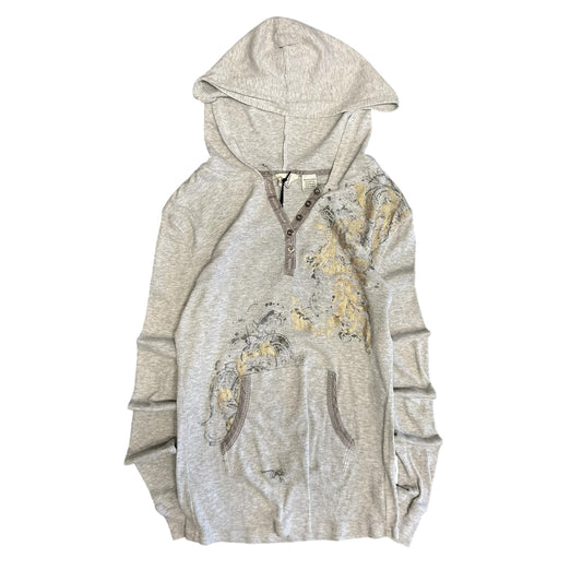 Y2K Miss Me Gold Floral Print Thermal Henley