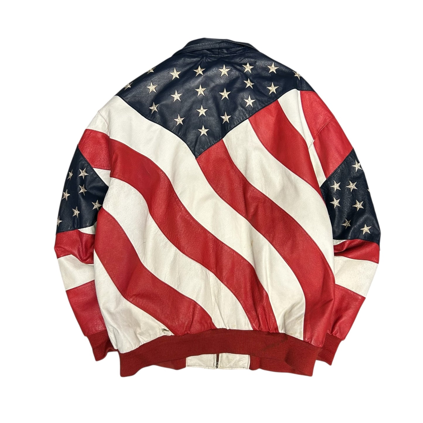 Vintage Wheremi USA Flag Leather Coat