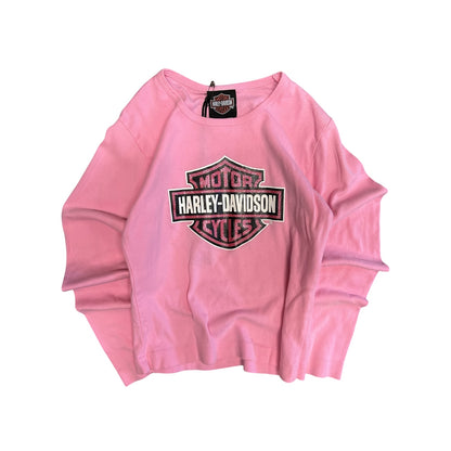 Y2K Harley Davidson Sparkly Logo Baby Tee