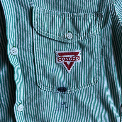 True Vintage Unitog Hickory Striped Conoco Patch Work Shirt