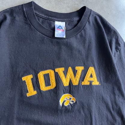 Vintage Iowa Patch Letters Logo Black Tee