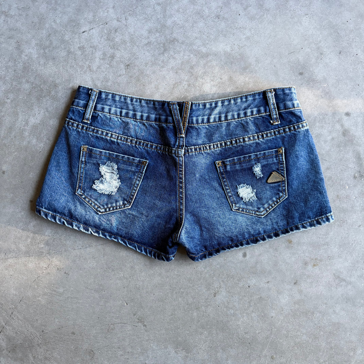Y2K Women’s No ID Distressed Blue Denim Shorts