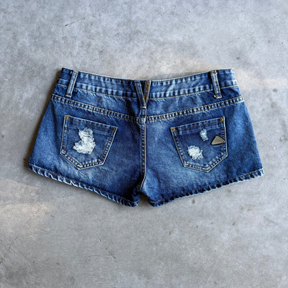 Y2K Women’s No ID Distressed Blue Denim Shorts