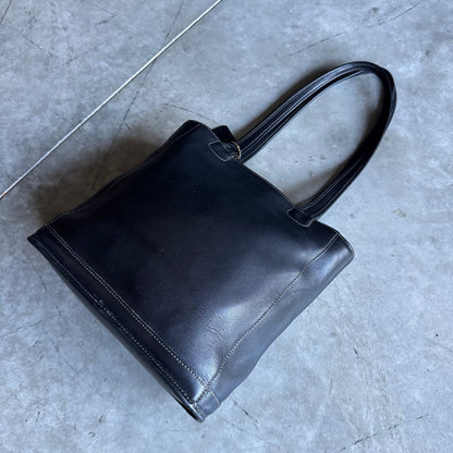 Vintage Coach Black Leather Bleeker Tote Handbag