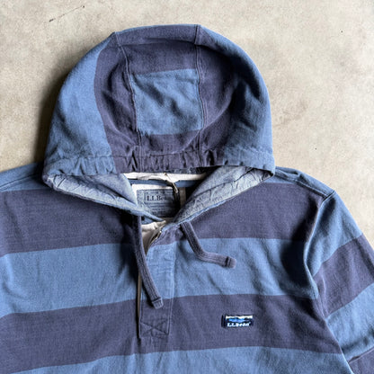 Y2K LL Bean Navy Striped & Hooded Rugby Longsleeve