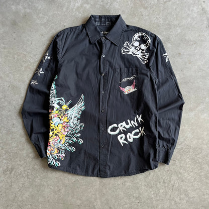 Y2K Ed Hardy Christian Audigier Crunk Rock Tattoo Button Up
