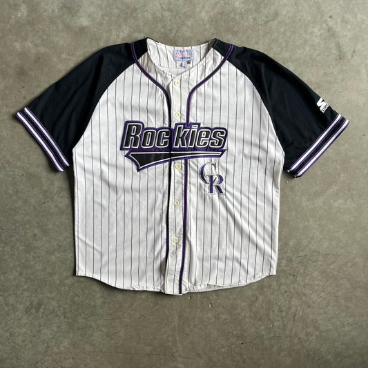 Vintage Starter Colorado Rockies Pinstripe Baseball Jersey