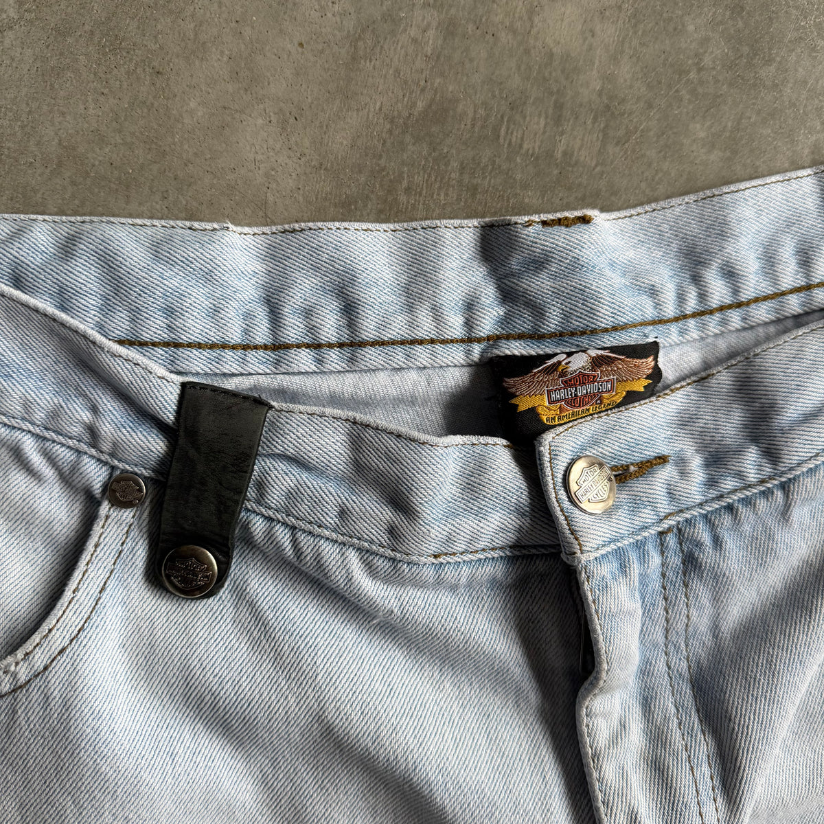 Y2K Harley Davidson Light Wash Baggy Jorts