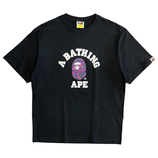 A Bathing Ape Purple College Spell Out T Shirt