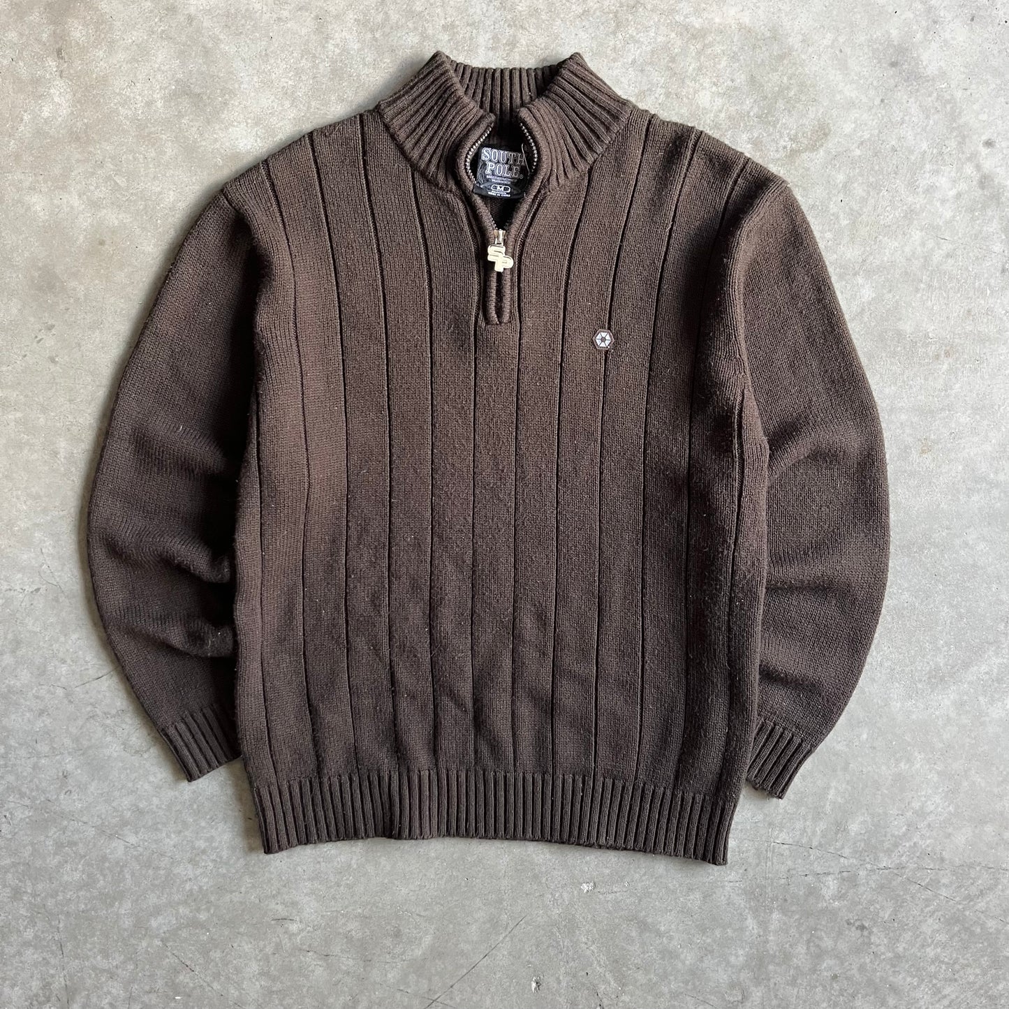 Vintage Southpole Chocolate Knit Quarter Zip