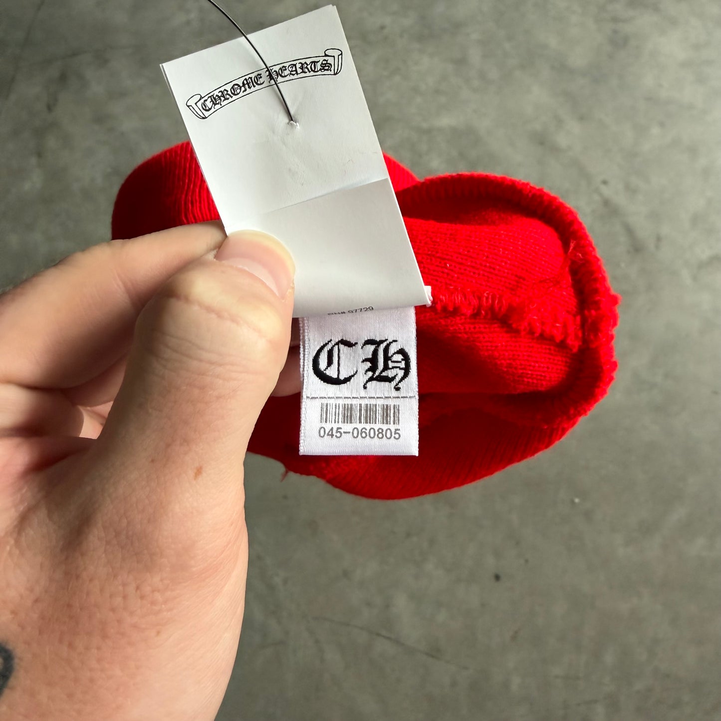 Chrome Hearts Spell Out Red Beanie