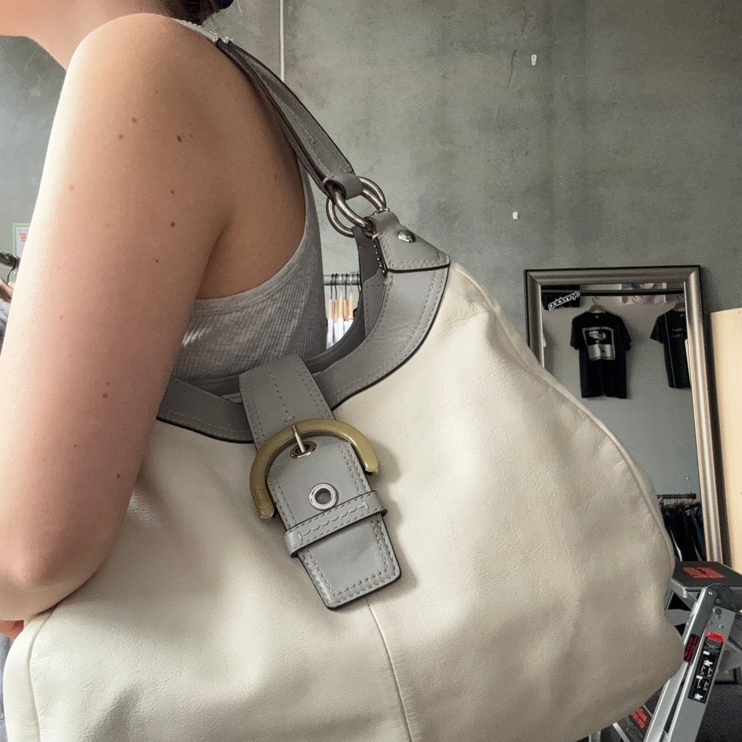 Y2K Coach SoHo Large Hobo Bag White/Grey