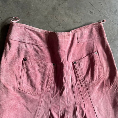 Women’s Y2K Boho Pink Suede Leather Skirt