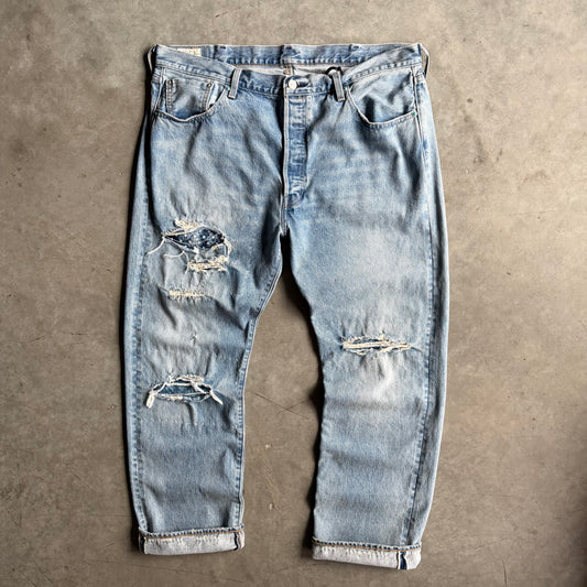 Levi’s LVC Lot 501 Turquoise Rivet Sashiko Redline Selvedge Jeans