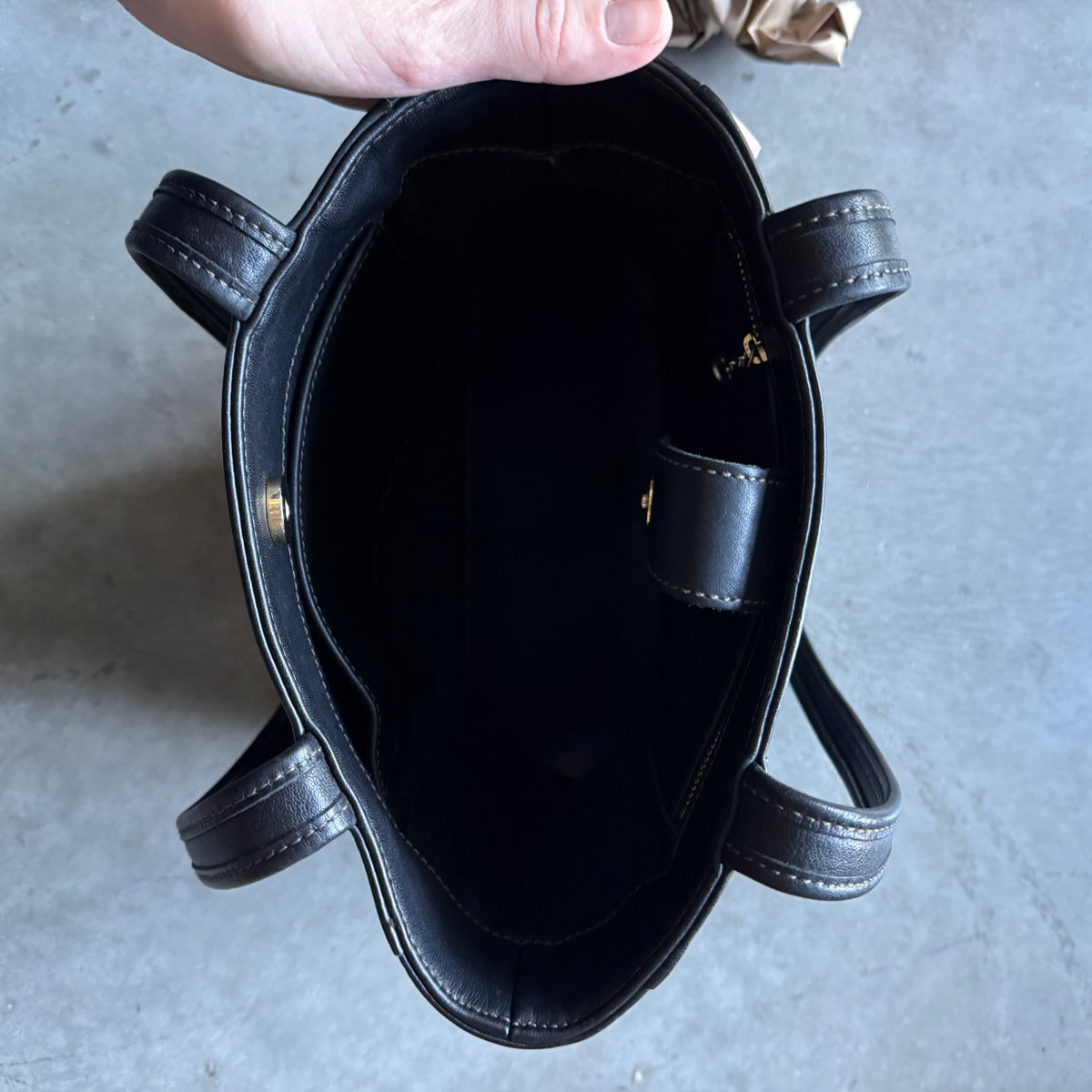 Vintage Coach Black Leather Bleeker Tote Handbag