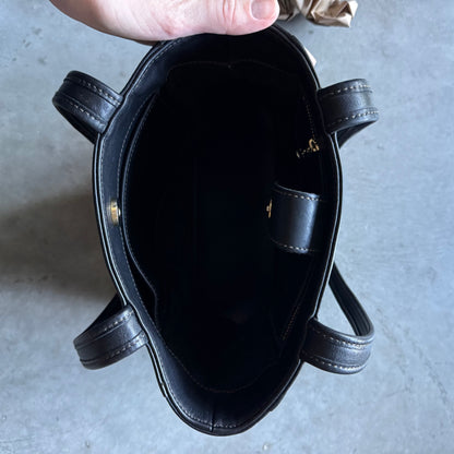 Vintage Coach Black Leather Bleeker Tote Handbag