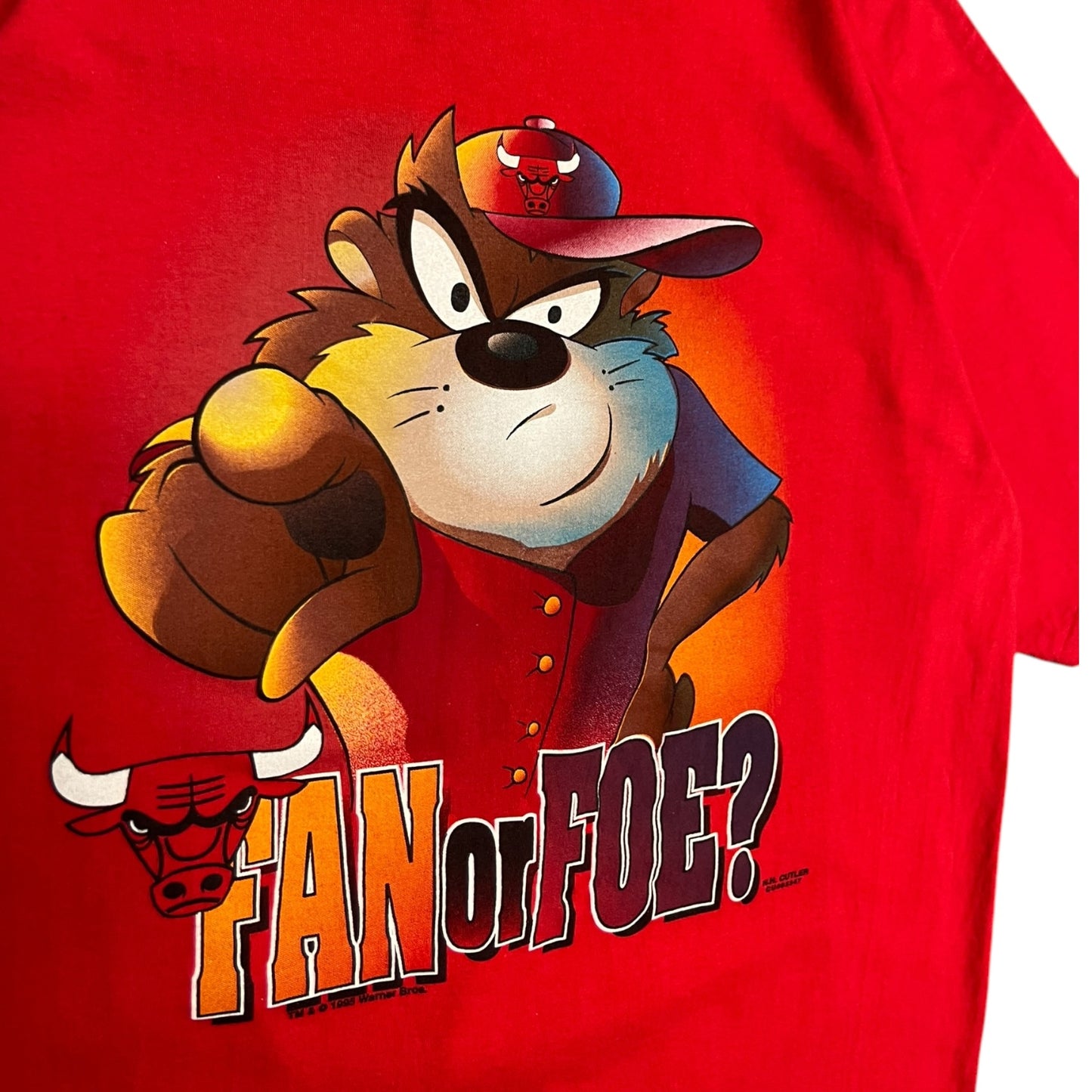 Vintage Taz Chicago Bulls Fan Or Foe Red Tee