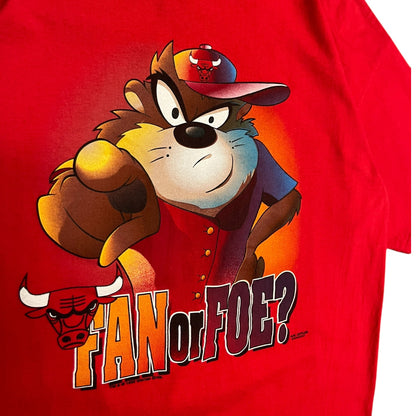 Vintage Taz Chicago Bulls Fan Or Foe Red Tee