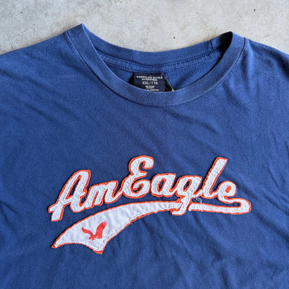 Y2K American Eagle Patch Embroidered Script Logo Tee