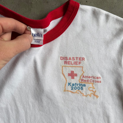 Y2K Women’s Hurricane Katrina Disaster Relief Baby Tee Ringer