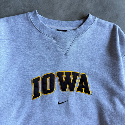 Y2K Nike Iowa Centered Swoosh Black & Gold Spell-Out Sweatshirt
