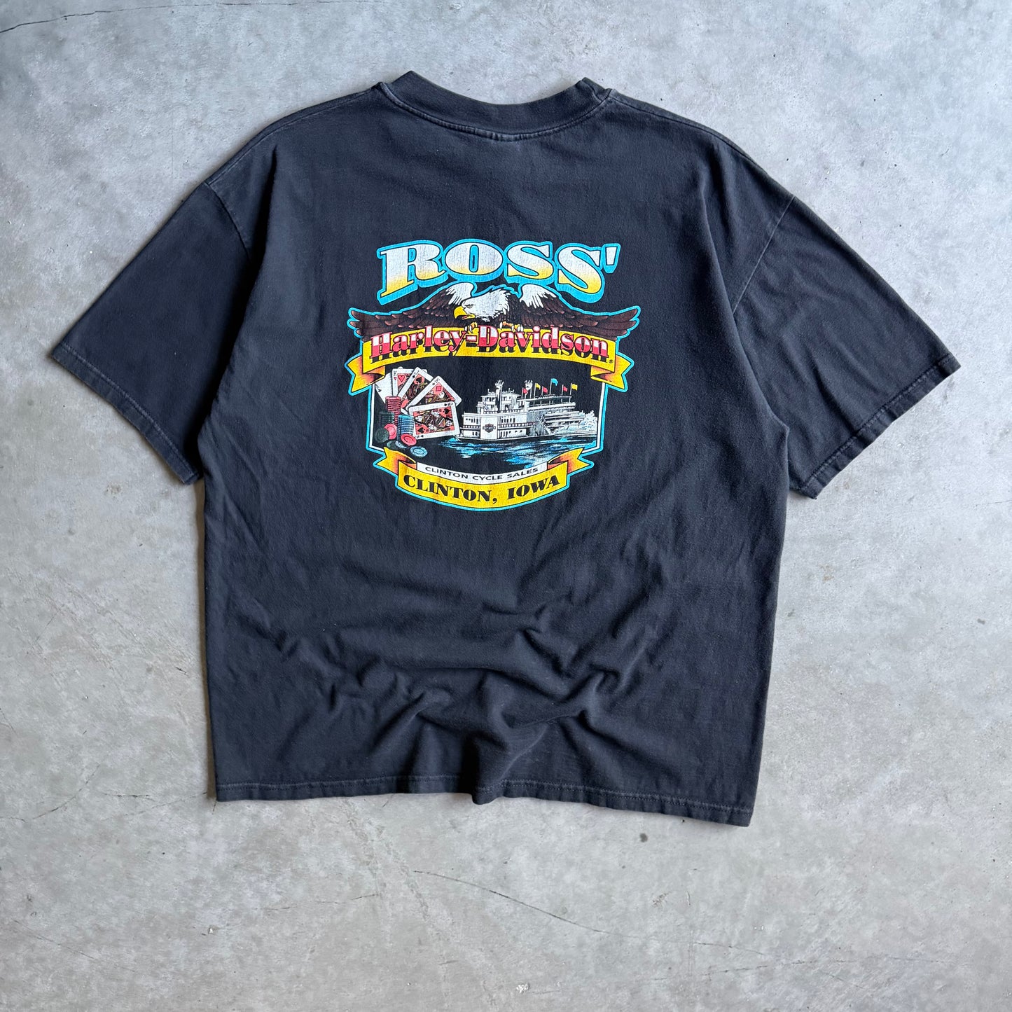 Vintage Ross’ Harley Davidson Flaming Eagle Black Tee