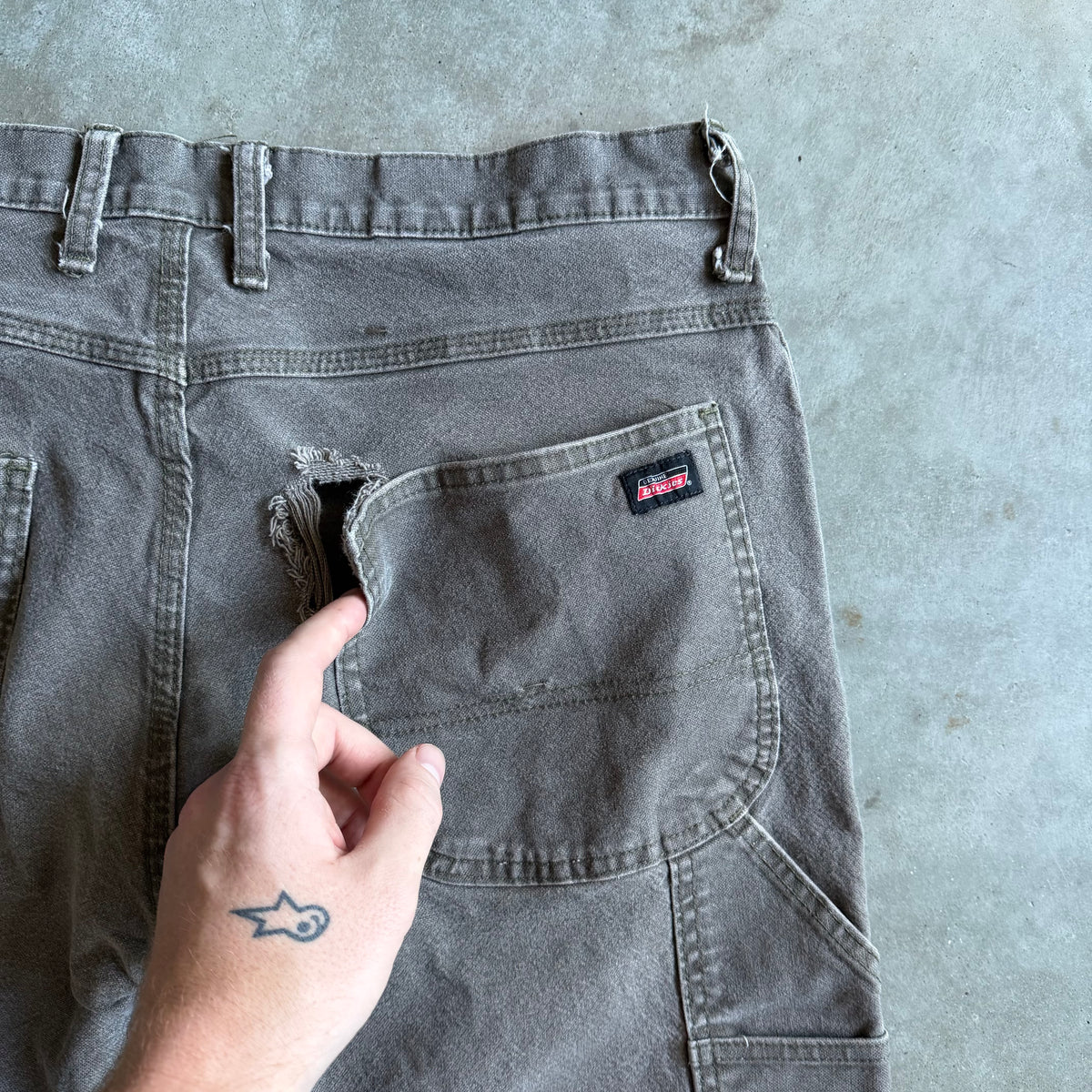 Vintage Dickies Black Patch Faded Green Carpenter Pants