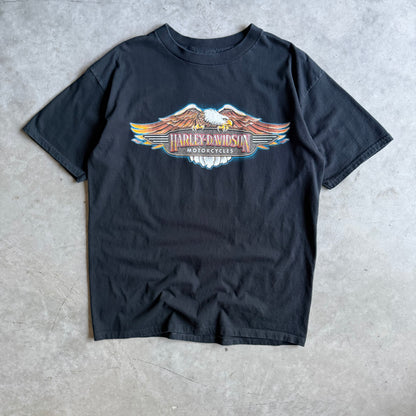 Vintage Cincinnati Harley Davidson Eagle Crest Black Tee