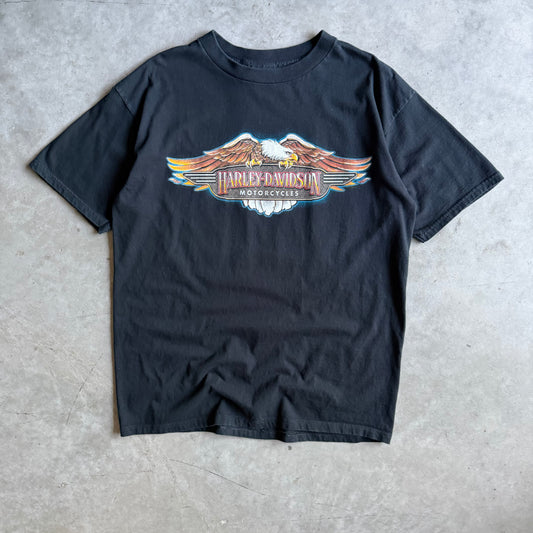 Vintage Cincinnati Harley Davidson Eagle Crest Black Tee